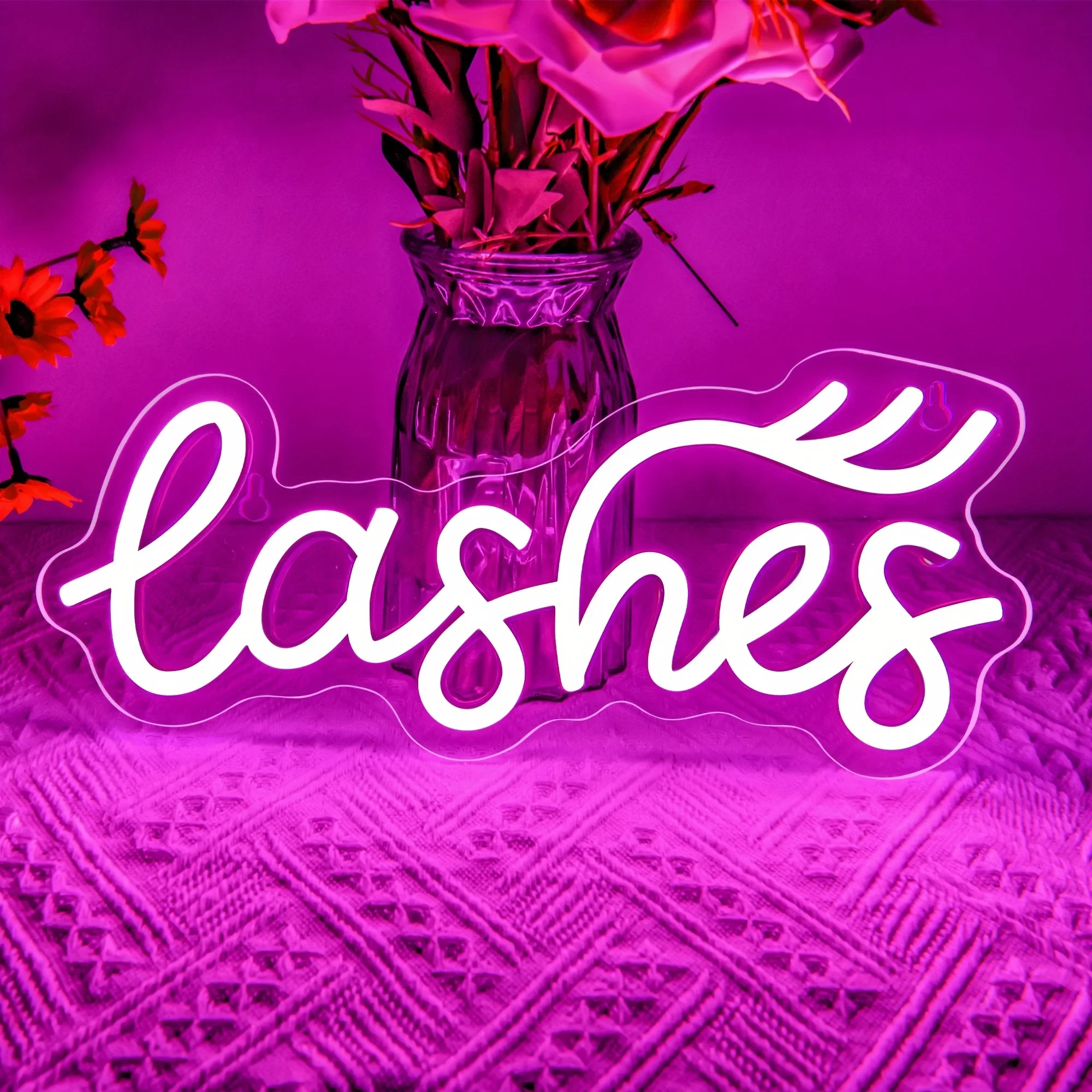 Lashes Neons Sign LED Decor Neon Light, USB Neon Sign, Salon, Beauty Room, Bedroom, Shop Room, Halloween, Boże Narodzenie