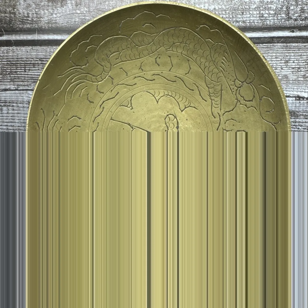 

Vintage Chinese Bronze 6 1/2 inch Engraved Lucky Dragon - Brass animal sculpture