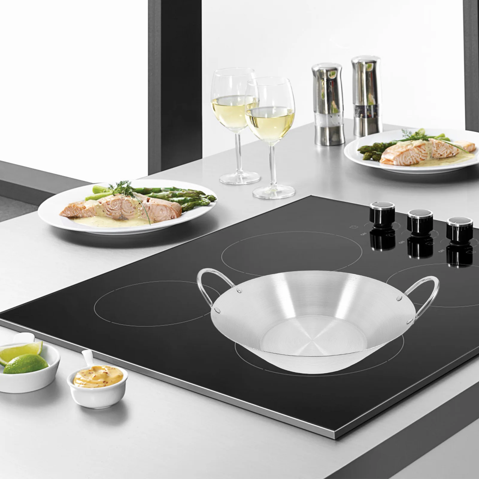 

Stainless Steel Dry Hot Pan Large Capacity Flat Bottom For Camping Family Gatherings Pot Cooking Pot Kitchen