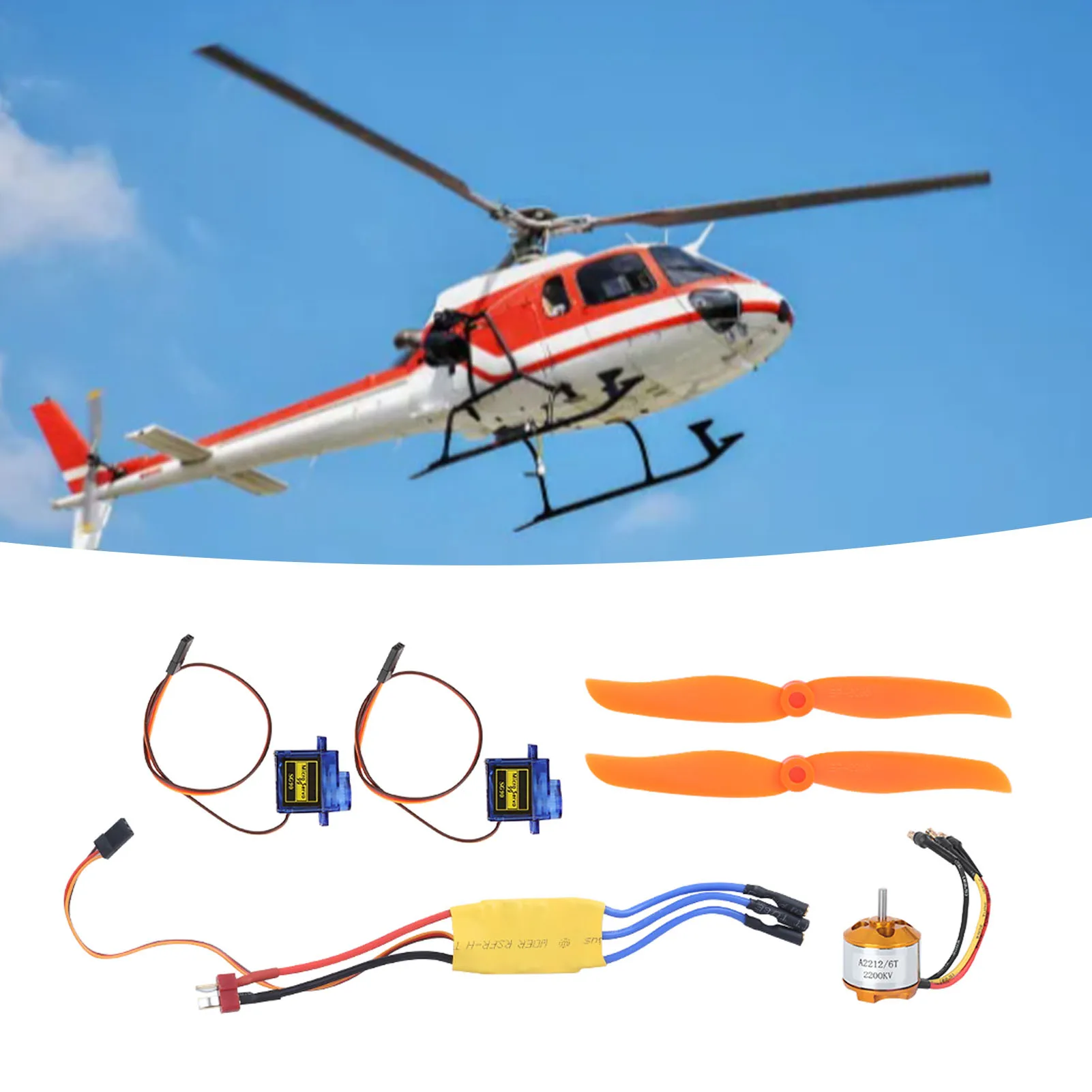 

New A2212 2200KV Brushless Motor 30A ESC SG90 9G Micro Servo 4.8V-6V Propeller for RC Fixed Wing Plane Helicopter Toys Parts