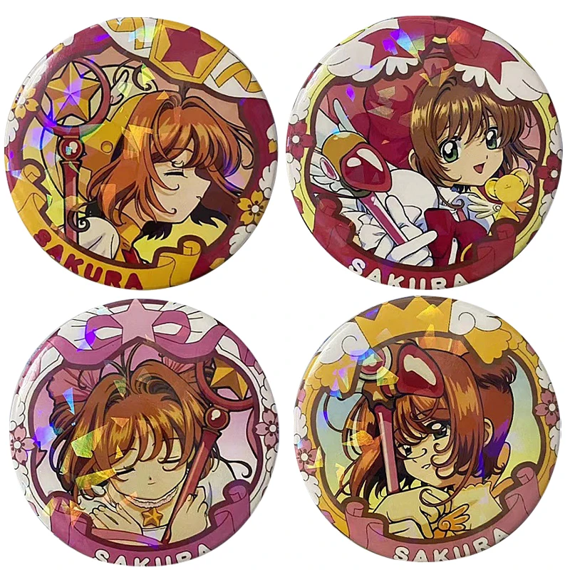 Anime Cardcaptor Sakura Pin for Backpacks 58mm Round Brooches Creative Cartoon Figure Badge Bag Accessories Jewelry Fans Gifts