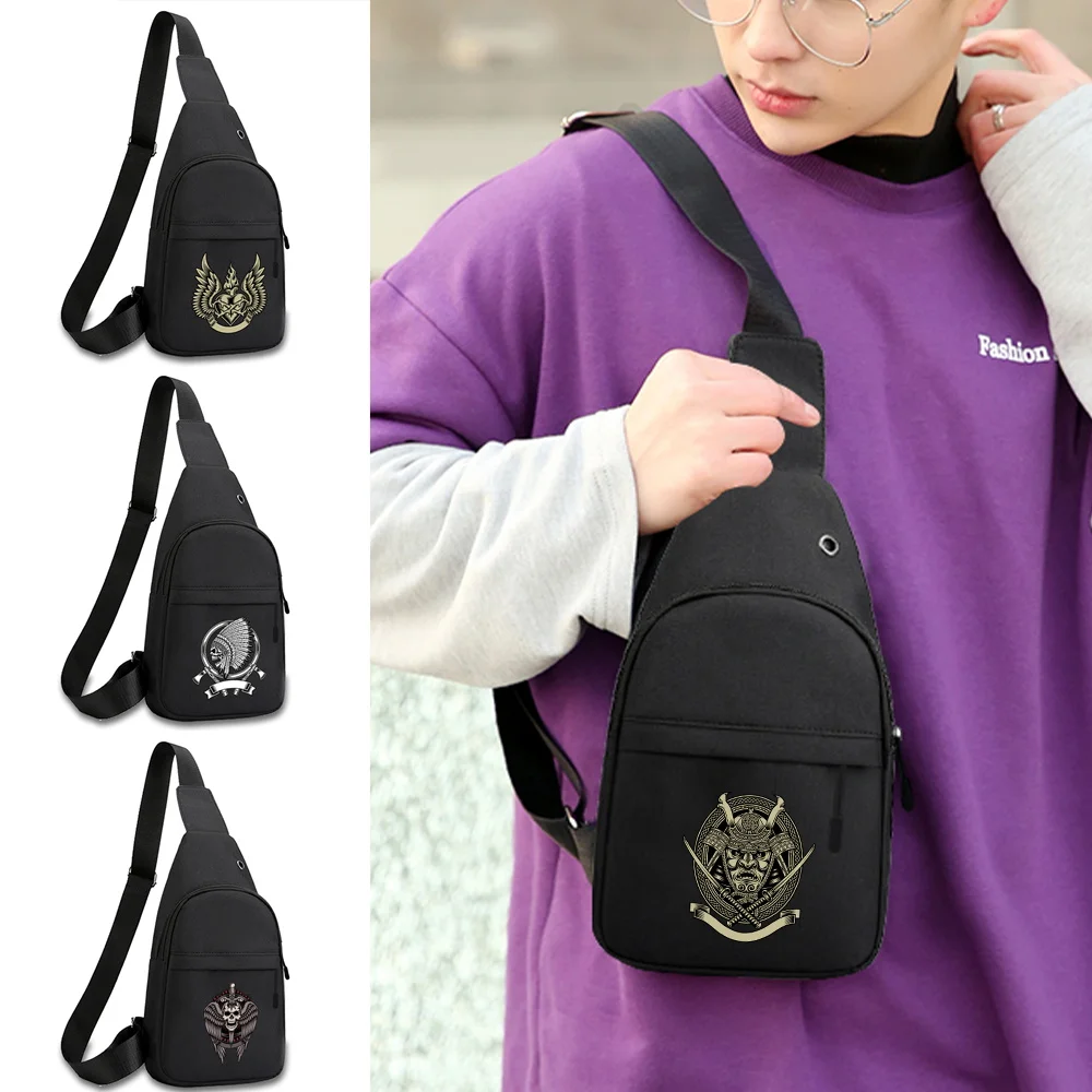 Fashion Men's Chest Bag Crossbody Bags of Men Sports Shoulder Canvas Short Trip Messengers Bags Skull Series Male Phone Purses