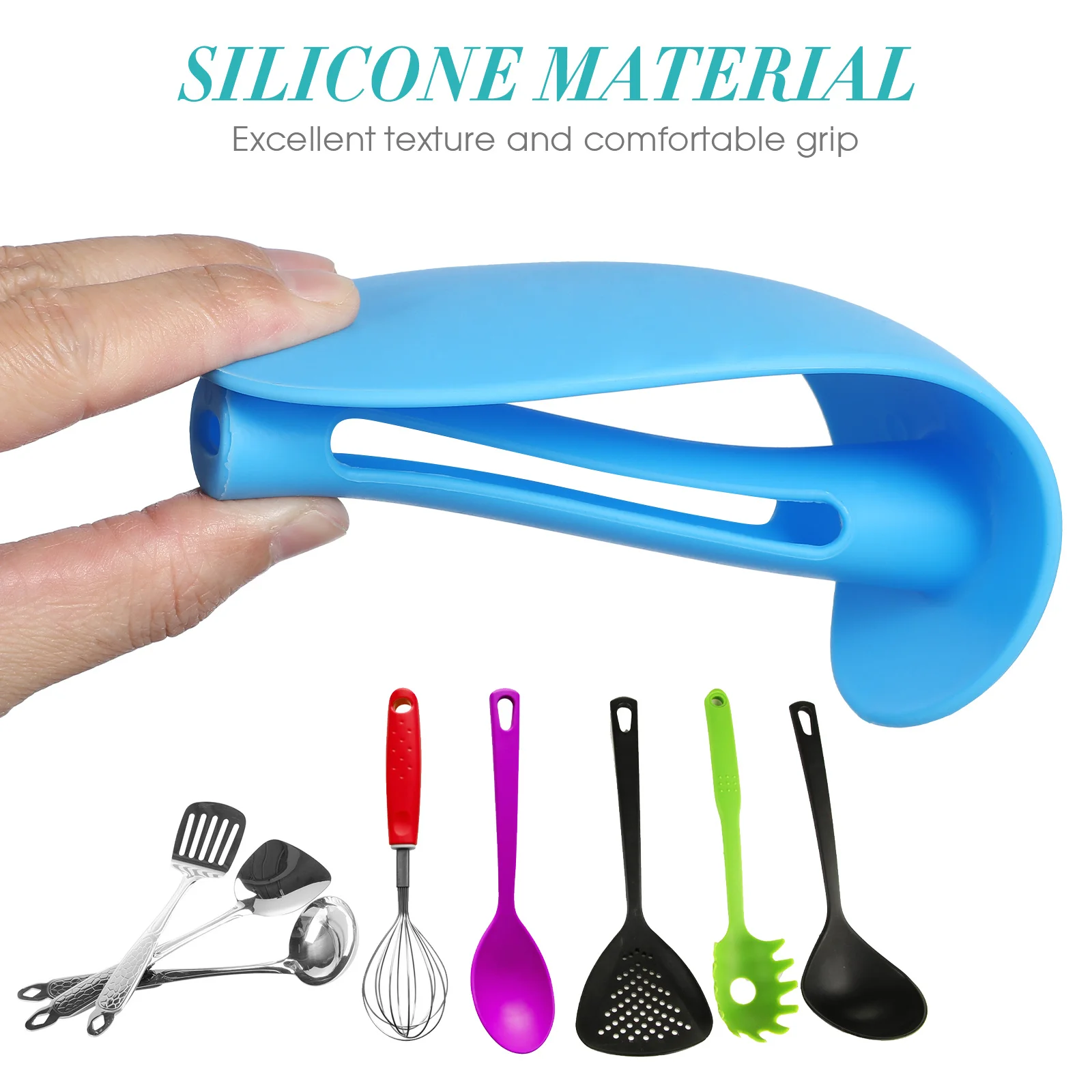 

Anti Oil Splashing Spatula Cover Blue Rubber Hand Protector Heat Resistant Kitchen Gadget Cooking Tool For Oil Splash Protection