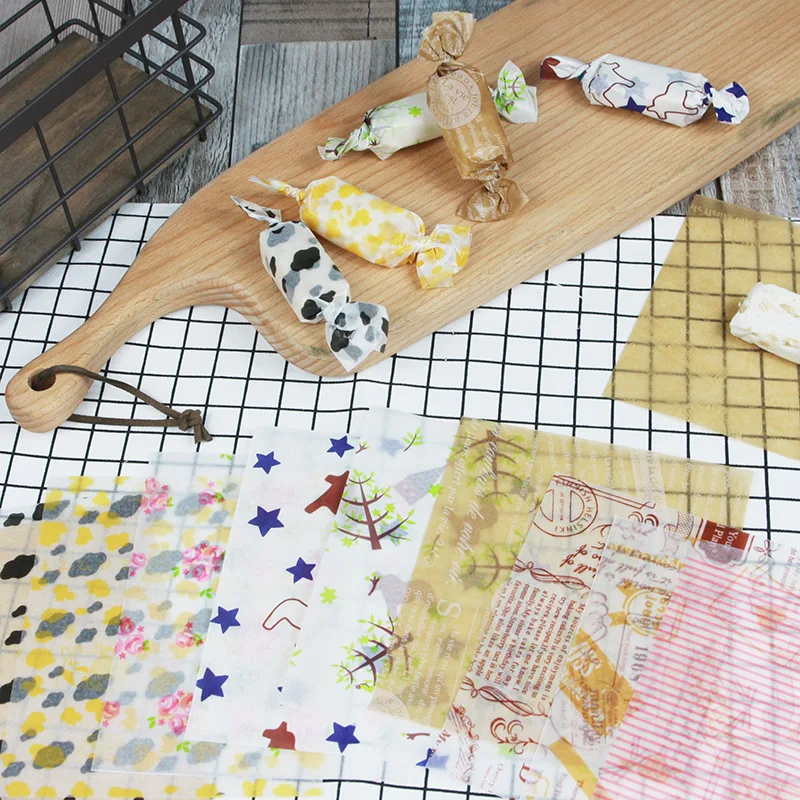 100Pcs/Lot Candy Wrappers Wax Paper Sheets Baking Packaging Nougat Wrapping Paper for Christmas Wedding Birthday Party