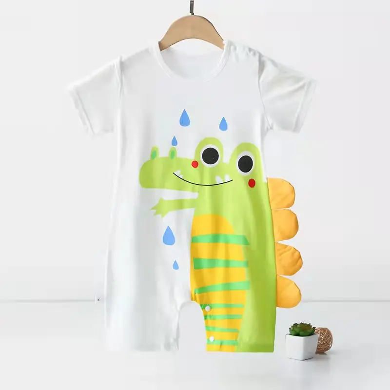 3month To 2-year-old Baby Costume Boys Cartoon Dinosaur Rompers Summer Clothing Toddler Short Sleeved Onesie Infantil Jumpsuit