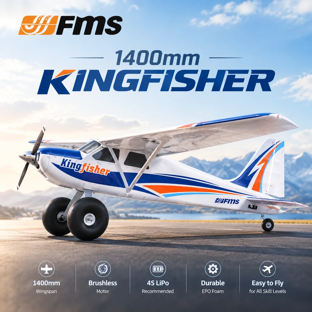 FMS RC Airplane 1400mm Kingfisher Training Coach Introduction Electric Remote Control Model Fixed Wing Buoy Foam Aircraft Toy