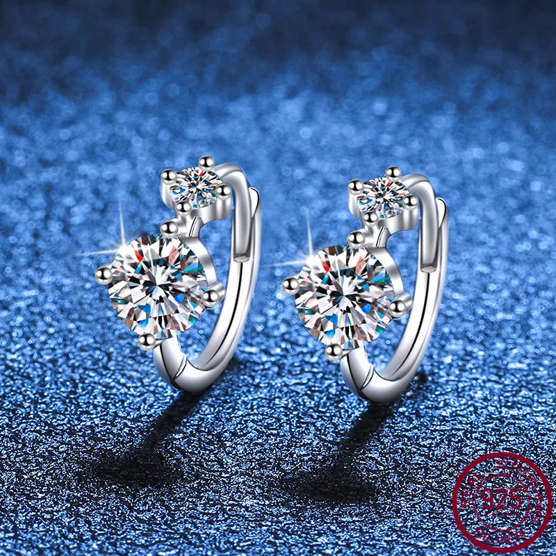 S925 Silver Ear Ring Plating Pt950 Temperament Minimalist Earrings Moissanite Earrings D Color Fashion Jewelry Wholesale