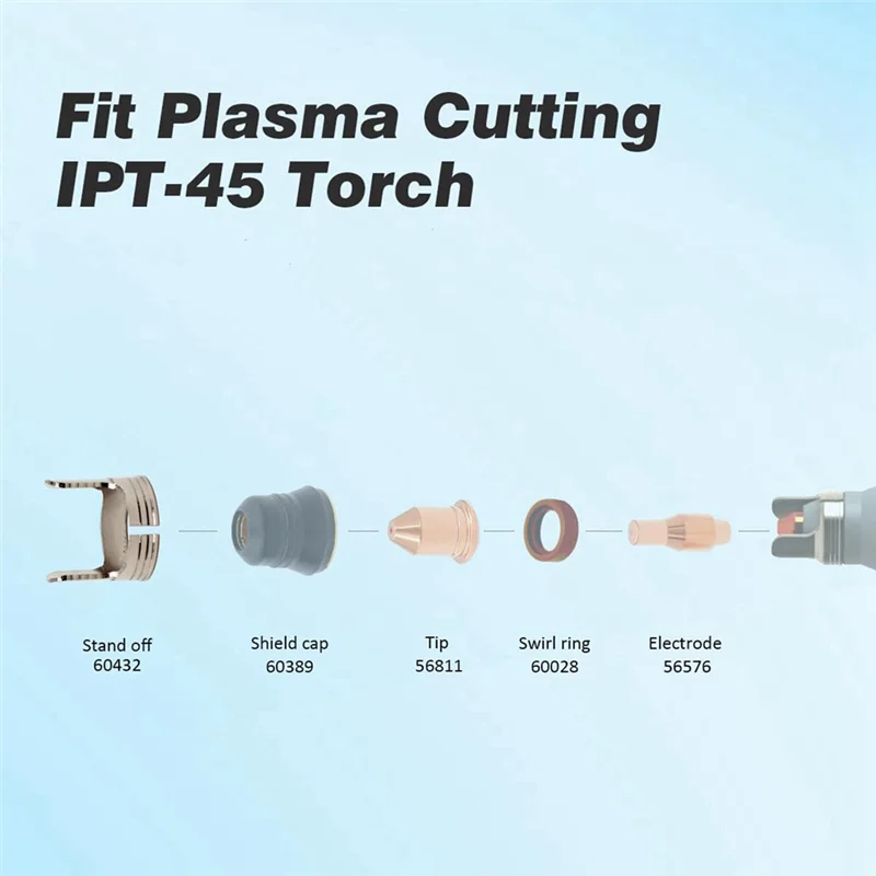 

LLCS-Plasma Cutting Consumables 56576 Tip 56811 Electrode 56255 Suitable For Harbor Freight Titanium 45A Plasma Cutter 13Pc