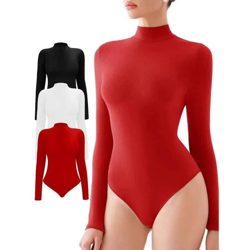 

Shapewear Bodysuit High Neck Long Sleeve Women's Sculpting Fitness One-Piece Tummy Control Butt Lifting Autumn Winter Slimming