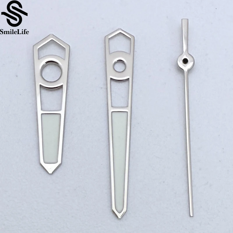 SmileLife polerowane srebrne wskazówki zegarka zielone świecące dopasowanie japonia NH35/NH35A mechanizm automatyczny akcesoria do zegarków mechanicznych