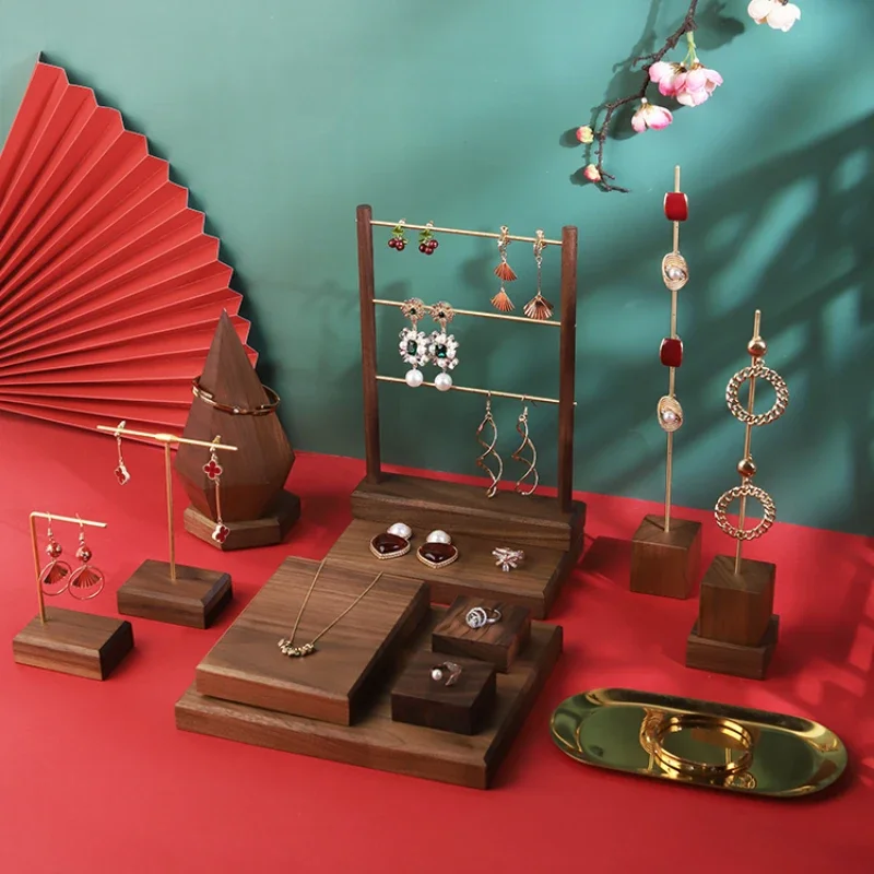 

Реквизит для демонстрации ювелирных изделий из орехового дерева Товары для ювелирных изделий Комбинация дисплея для ювелирных изделий Organizador De Joyas