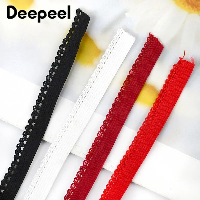 10/30/50M Deepeel 10mm Bra Lace Elastic Band Underwear Strap Rubber Bands Garment Stretch Ribbon Sewing Decoration Accessories