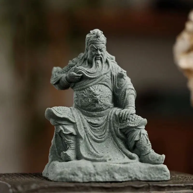 Guan Yu Sculpture Silicone Mold Chinese God of Wealth Lucky Ornaments Cement Plaster Resin Crafts Mold DIY Home Decoration