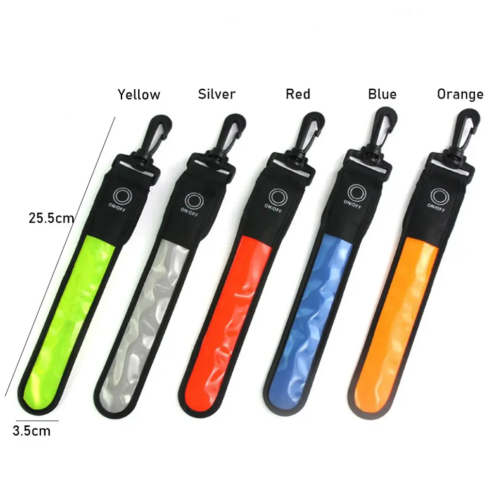 LED Glowing Luminous Reflective Backpack Hanging Light Night Running Safety Alert Kids Adult Hand Strap Wristband Outdoor Sports