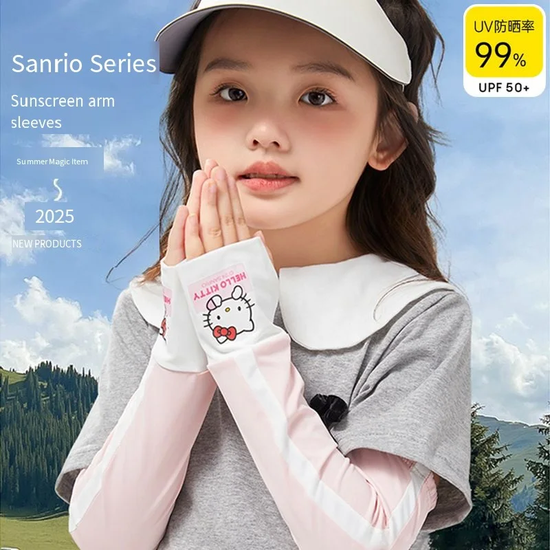 Sanrio Autentica protezione solare Maniche di ghiaccio Protezione UV per bambini Kitty Ice Silk Manica fresca Manica traspirante per cartoni animati Estate