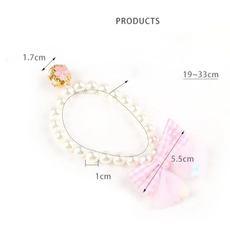 Cat Collar Pet Lace Bow Pearl Necklace Pet Collar Dog Jewelry Love Diamond Pet Products for Dog Birthday Gift Photo Accessories