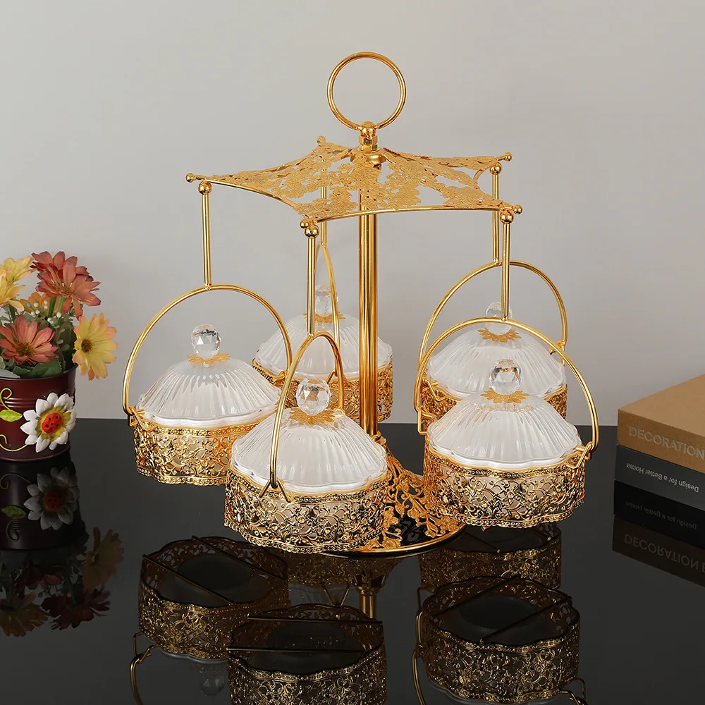 Wrought iron acrylic fruit plate light luxury with lid