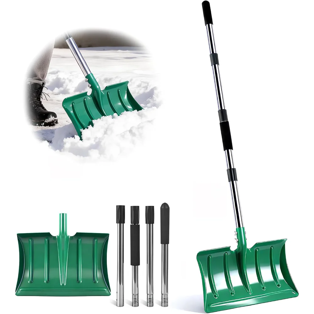 

64" Long Handle Snow Shovel, 16" Wide Blade Heavy Duty Metal for Driveways and Car
