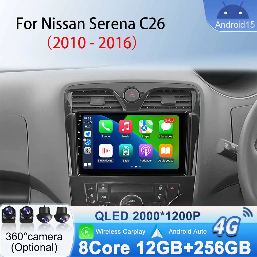 

Android 15 for Nissan Serena C26 2010 - 2016 Multimedia Player Bluetooth GPS Navigation Wireless Carplay Head Unit Android Auto