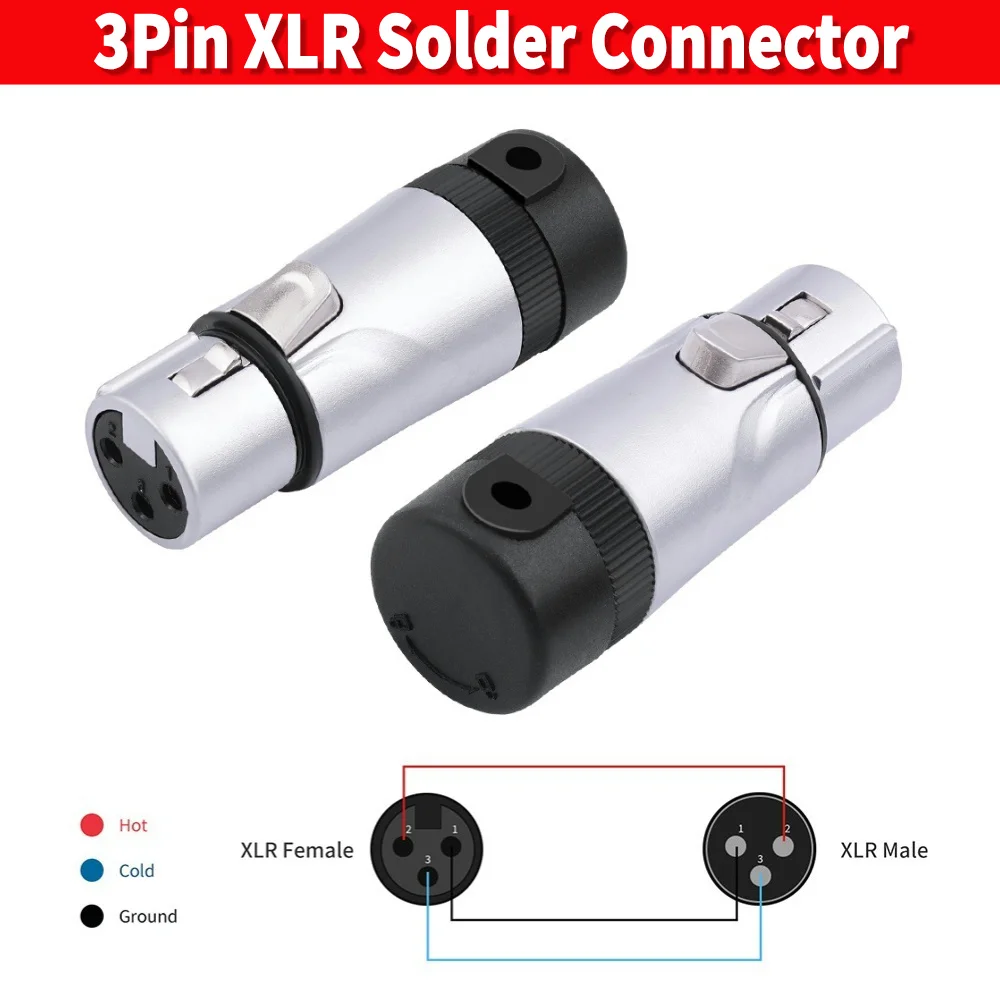 Male/Female Compact XLR Microphone Solder Adapter Adjustable 90° Right Angle Audio Mic Microphone DMX Plug Jack Socket