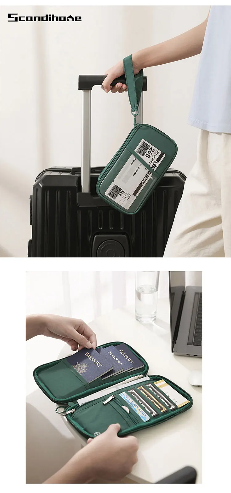 RFID-blockierender Reisepasshülle, Reisebrieftasche, langlebig, Diebstahlsicherung, Kartensteckplätze, Schutzhülle, Flights, Reiseveranstalter für Damen und Herren – Detail 10