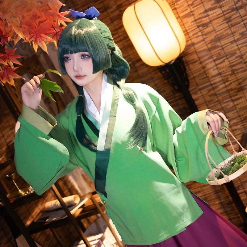 Maomao Cosplay The Apothecarys Diariess Anime Medicine Girl Green Long Dress Wig Full Set  Role Play Outfit Theme Party Women