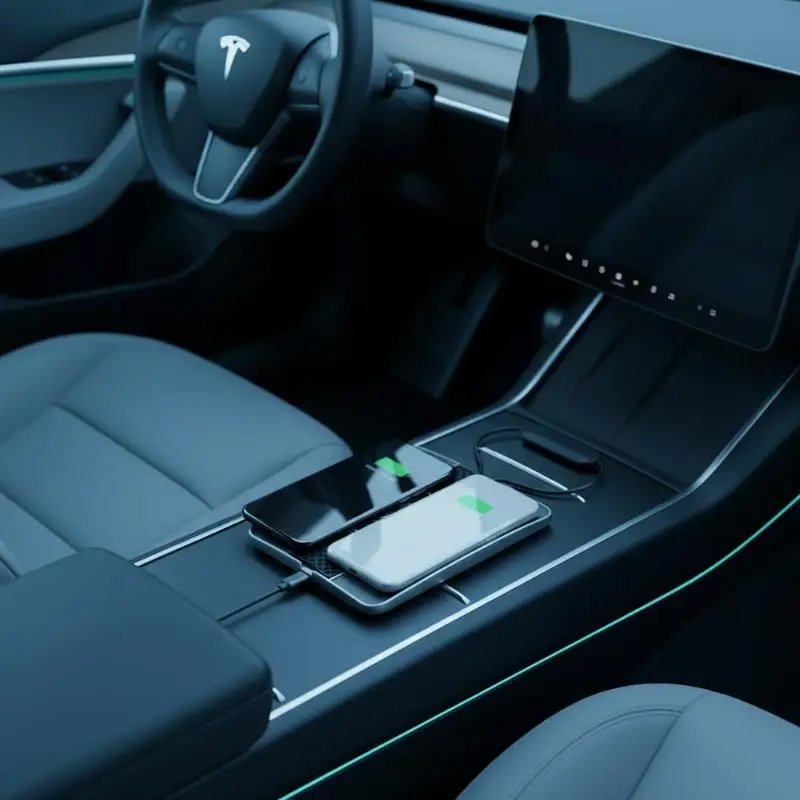 20W Car Wireless Charger Car Charging Pad Anti-slip Mat Modification Accessories Fast Charging Dual Slot Design