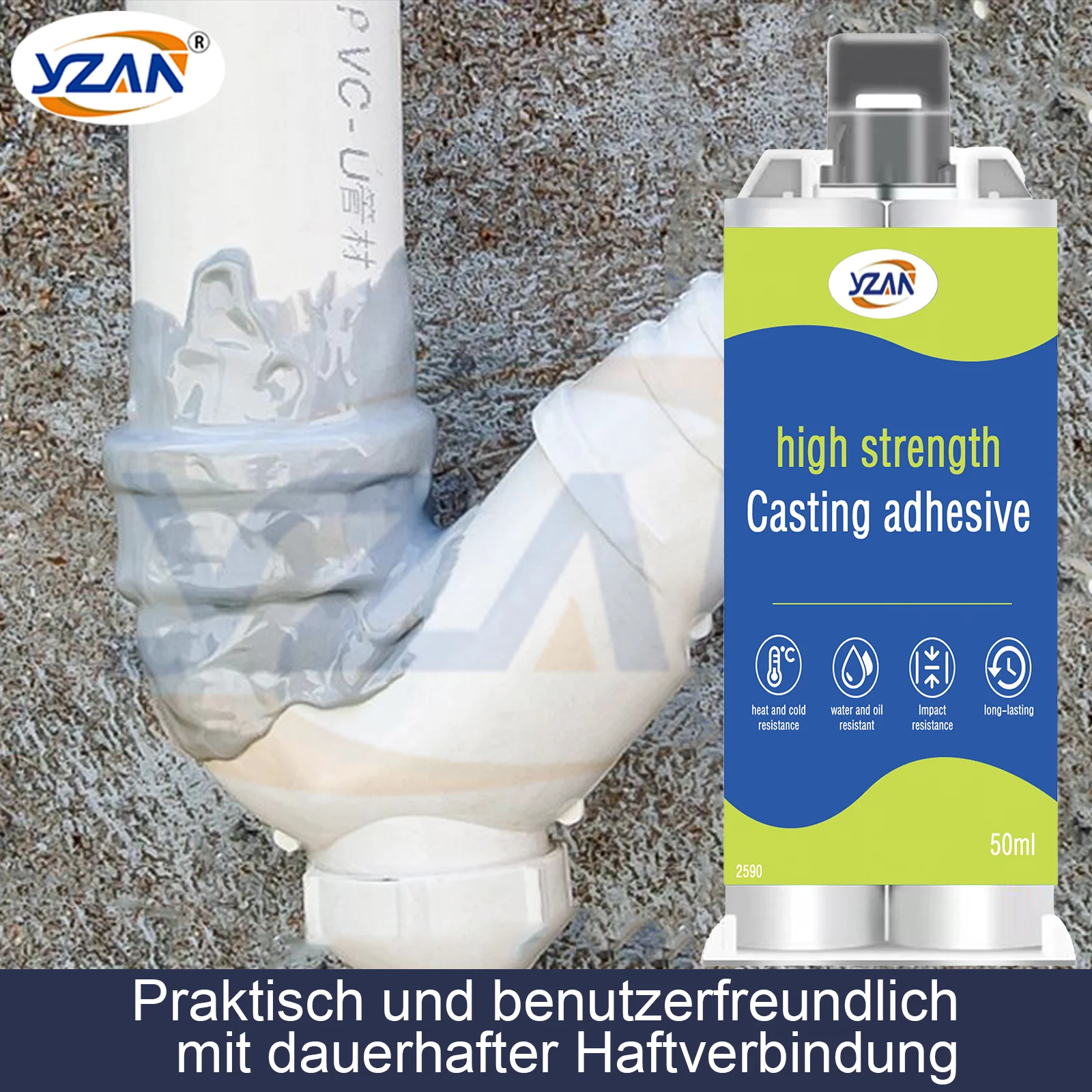 50ml AB Type Casting Repair Glue High Temperature Glue for Metal Welding Strength Repair Resistant Magic AB a Plastic Wood B Adhesive Purpose Bi Component Includes mixing tools.