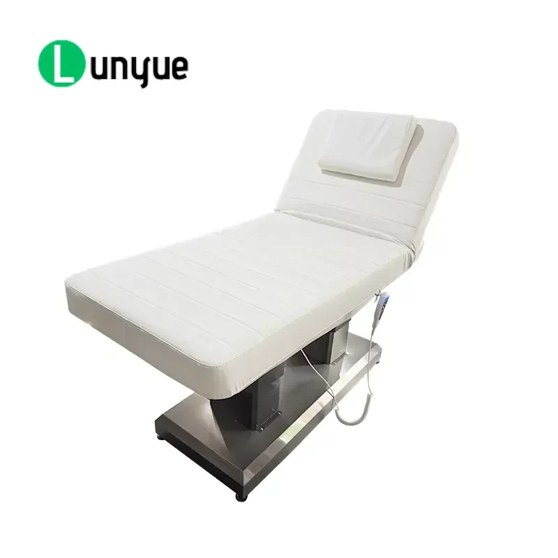 Luxury 3 Motor Electric Facial Spa Bed Modern Beauty Furniture Silver Stainless Steel Base Massage Table For Skin Care
