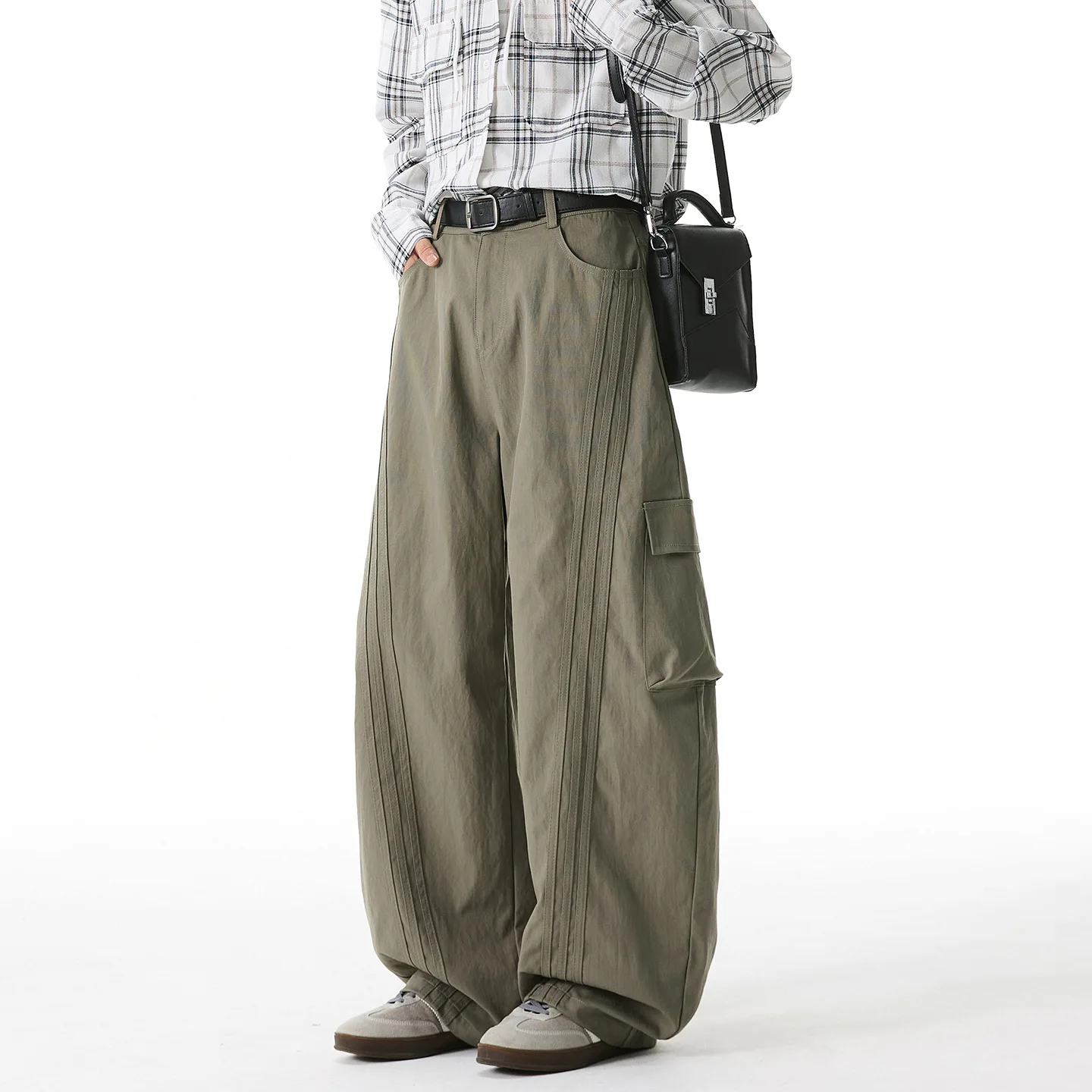 Retro Curved Knife Casual Pants Men's Autumn Three-dimensional Large Pocket Trendy Brand Loose Workwear Long Pants