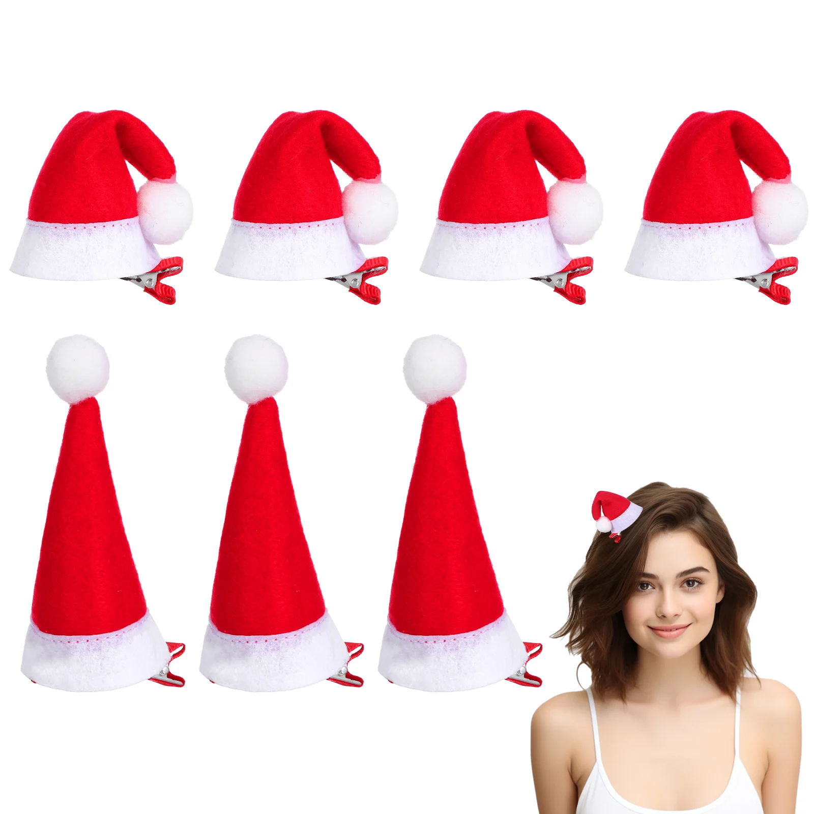 

12 Pcs Christmas Hat Hairpin Party Headdress Clips for Thin Girl Plush Girls Cute Light Weight