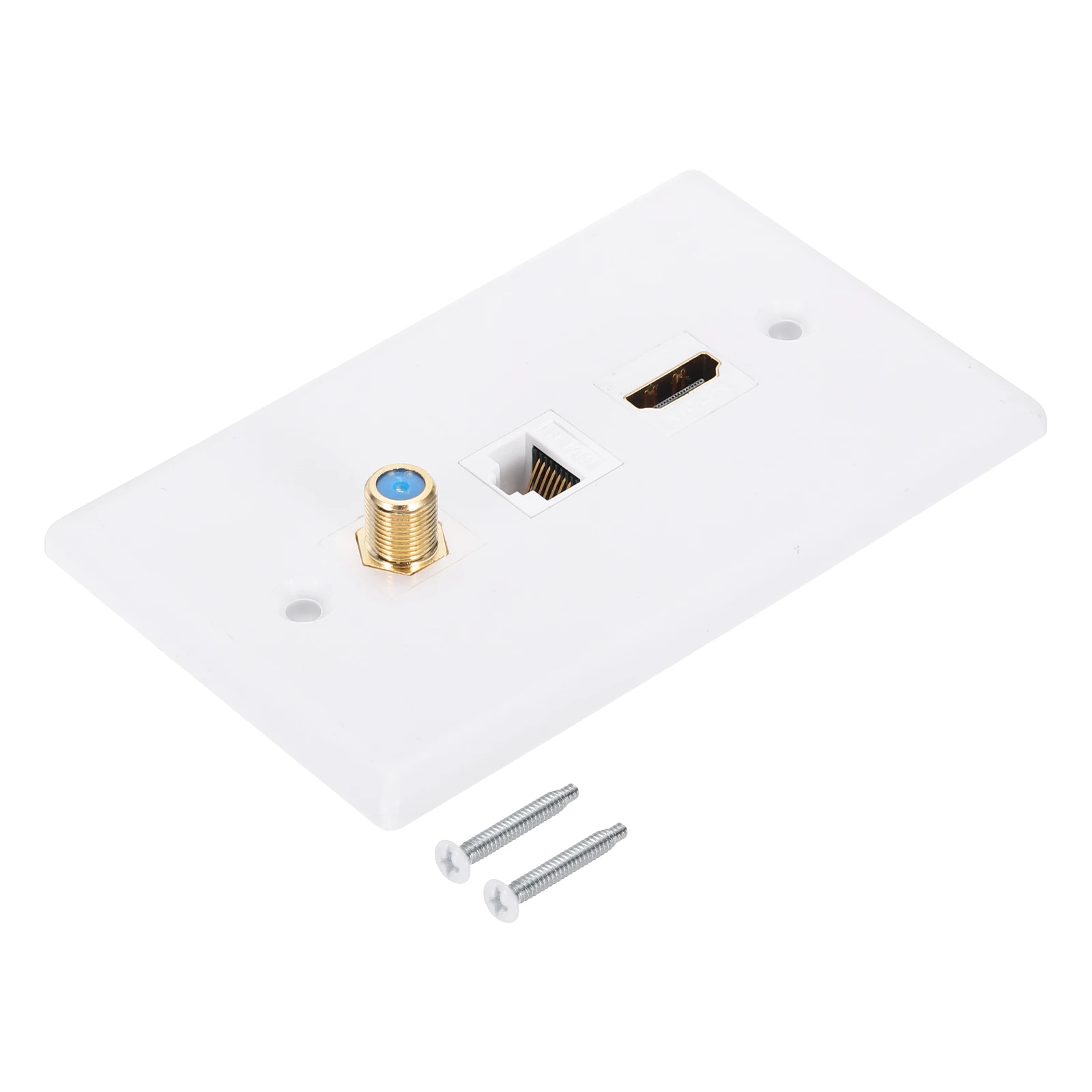 Cat6 Coax Female Ethernet Wall Plate 3 Port RJ45 ABS White Connecter Cover Insert Multimedia Board Wall Plate