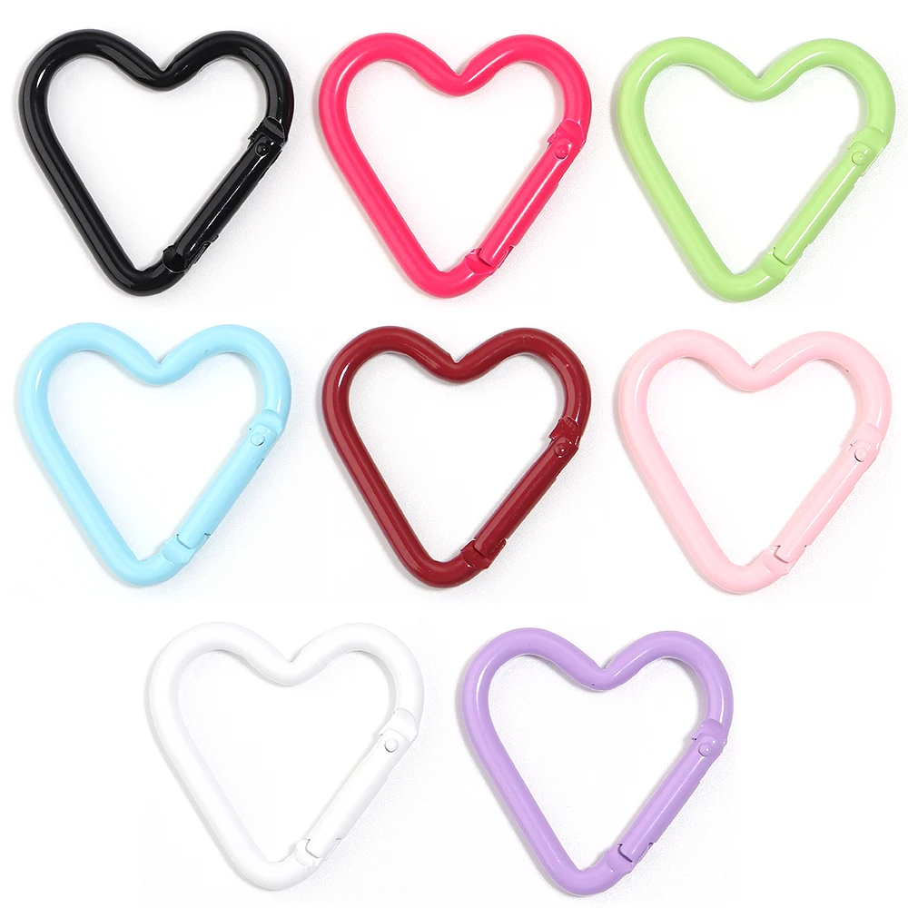 5 Stück bunte Herzförmige Federverschlüsse, Karabinerhaken aus Legierung, Ring-Schlüsselanhänger für DIY-Schlüsselanhänger, Schmuckverbinder, Zubehör – Detail 4