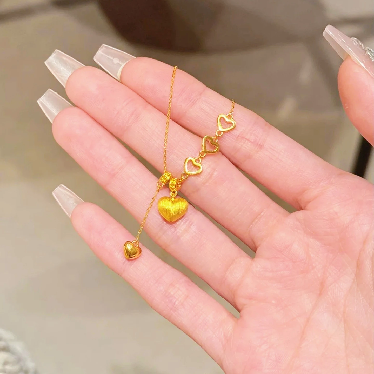 

Ожерелье с подвеской в виде сердца и кисточкой, символизирующее вечную привязанность, для женщин, 24-каратное золото AU999.