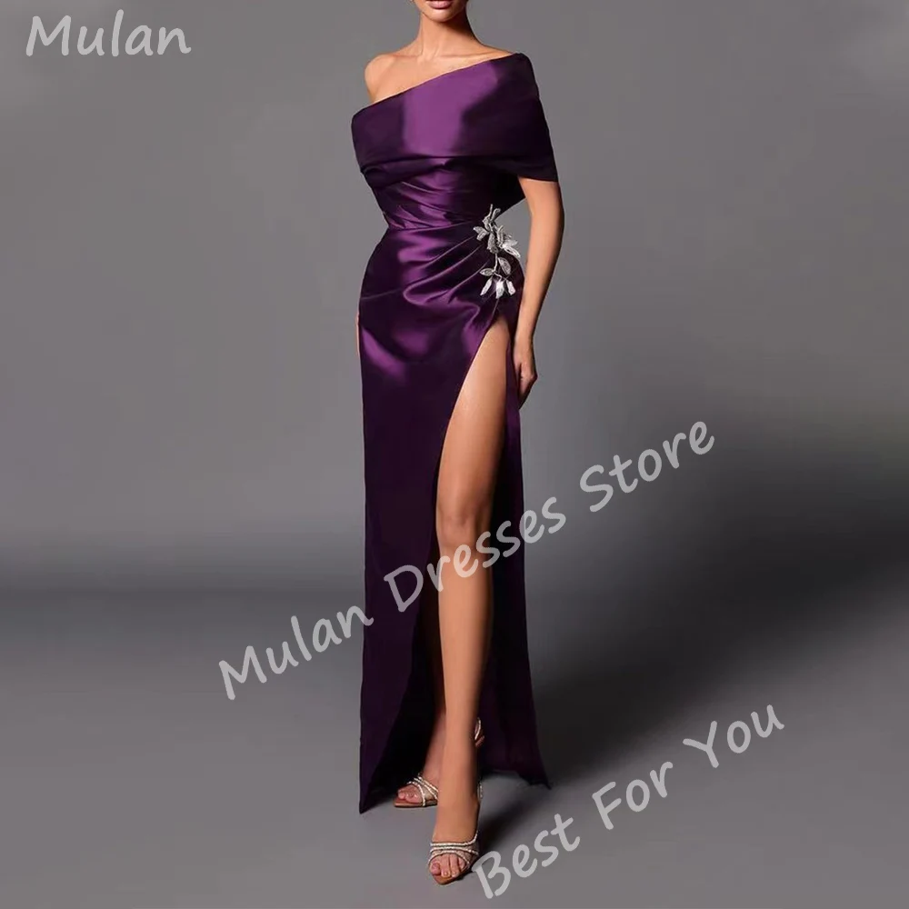 Elegant Long Evening Dresses for Women Satin Floor-Length Mermaid Side Slit Special Events Prom Party Wedding Gala Dress 2024