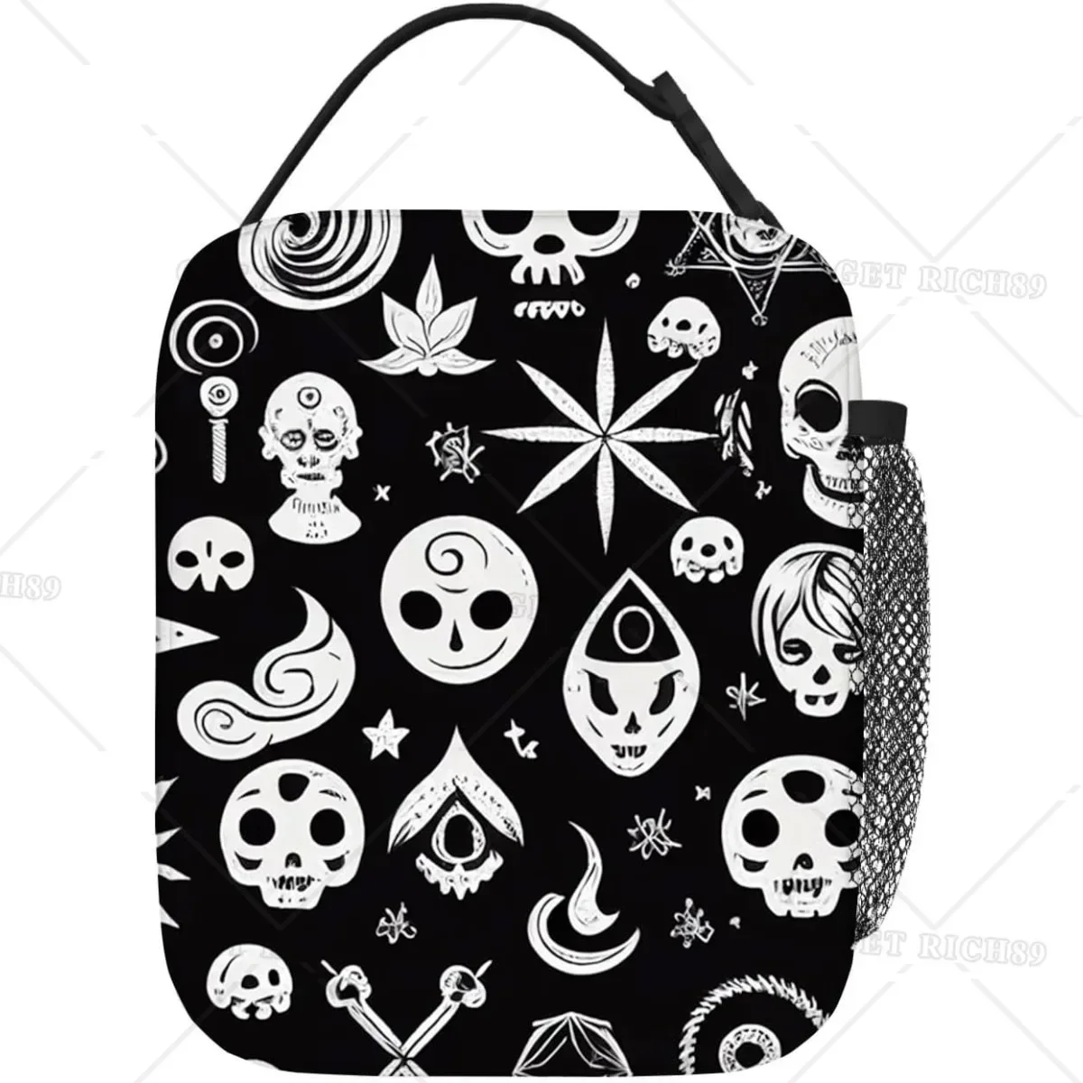 Skulls and Stars Insulated Lunch Bag Women Lunch Box for Men Portable and Reusable Cooler Tote Bag for Work Picnic Trip