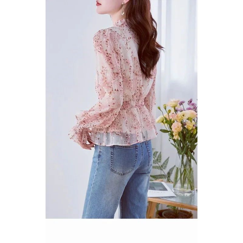 Women's New Stitched Pullover Round Neck Printed Fashion Loose Versatile Casual Long Sleeve Shirts