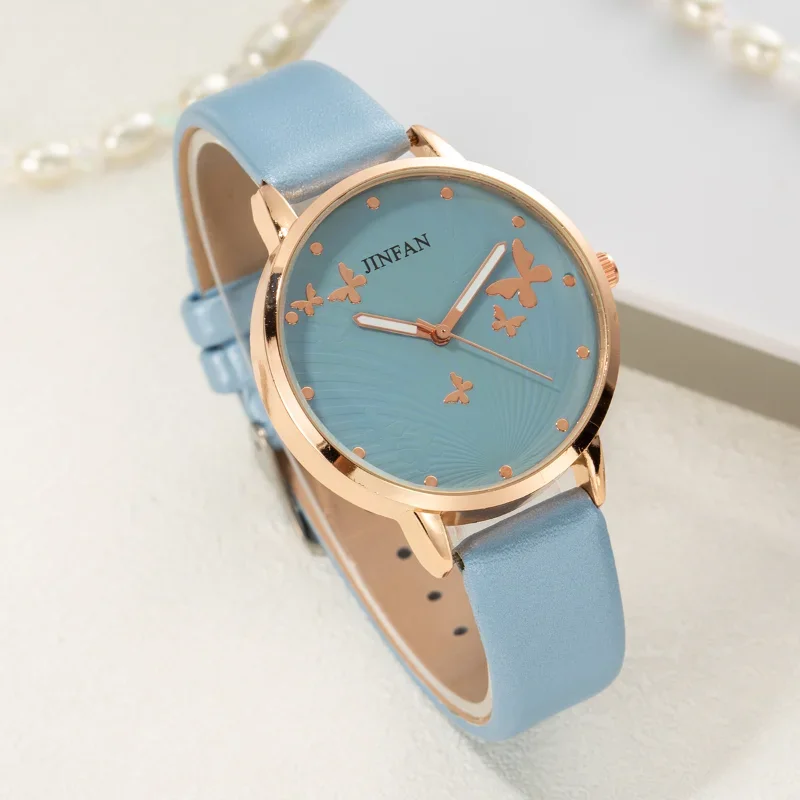 Elegant Simple Butterfly Design Dial Design Ladies Watches Women Fashion Luxury Dress Watch Casual Woman Quartz Leather Clock