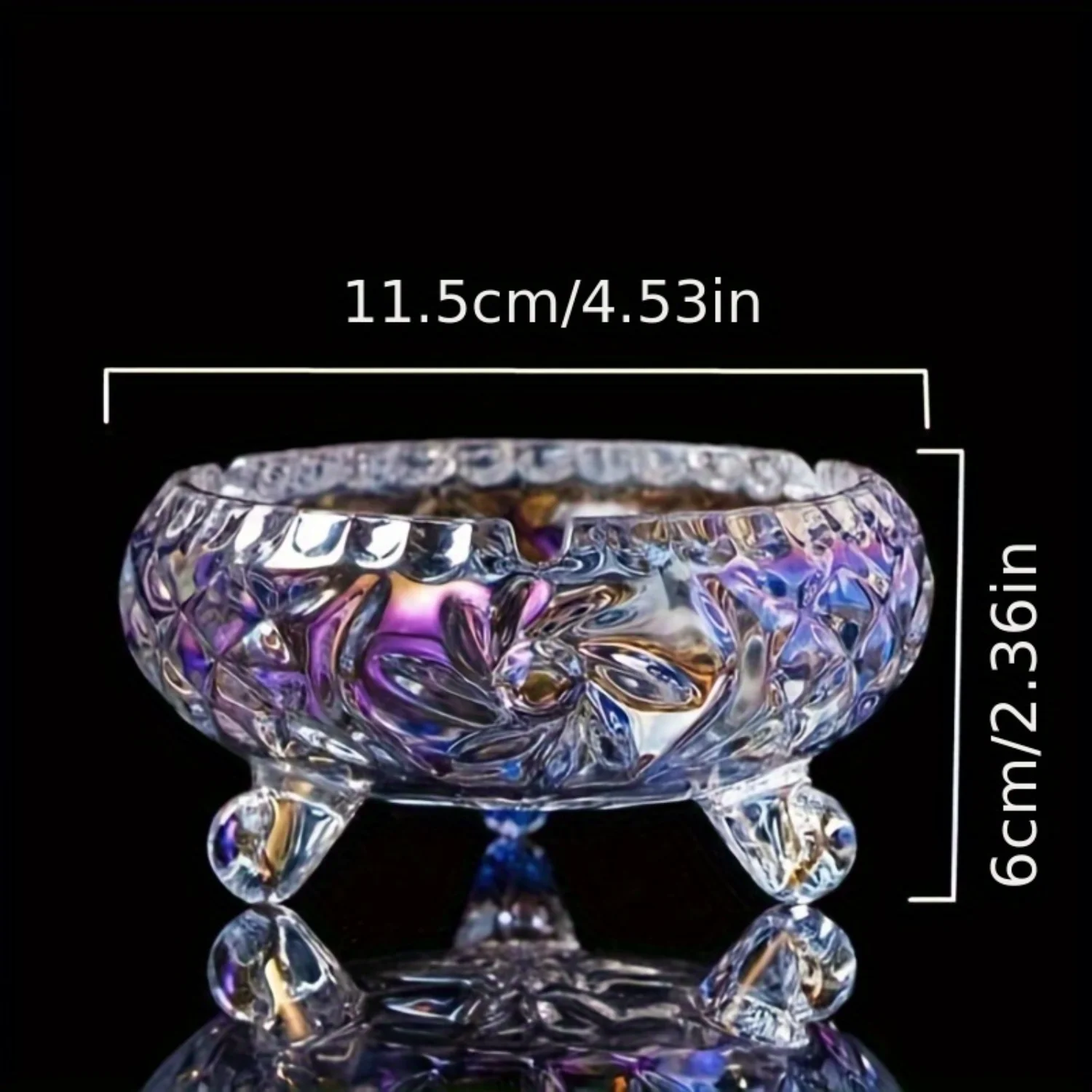 Glass Ashtray, Large Size European Crystal Creative Fashion Personality Living Room Bedroom Office Hotel Ashtray, Tobacco Access