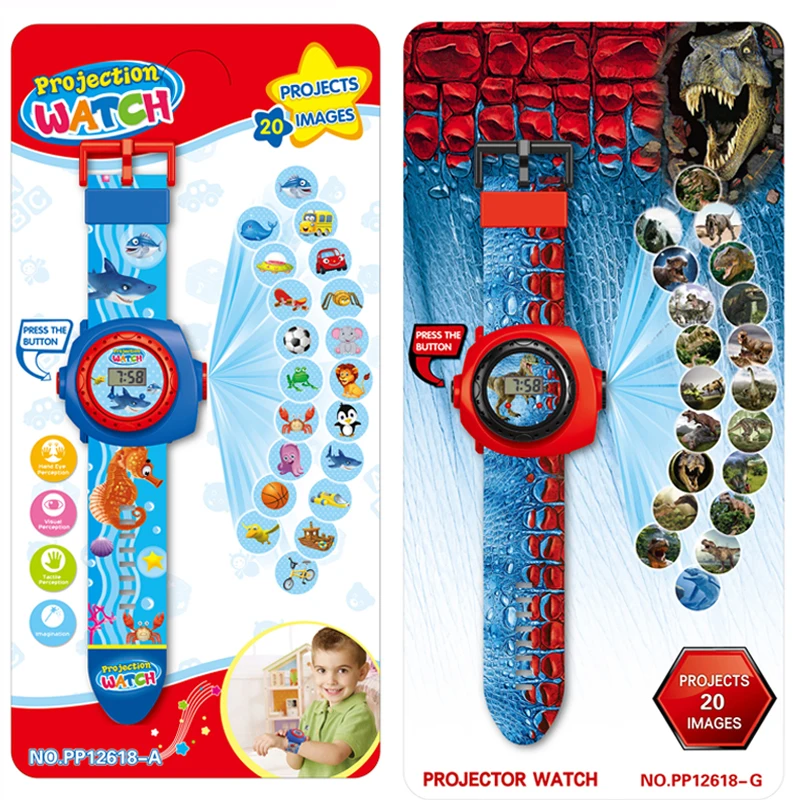 Cartoon Kinder Projektion Uhr 20 Bilder Dinosaurier Spielzeug Jungen Mädchen Kindergarten Geschenke Kinder Uhren Uhr Student Preise