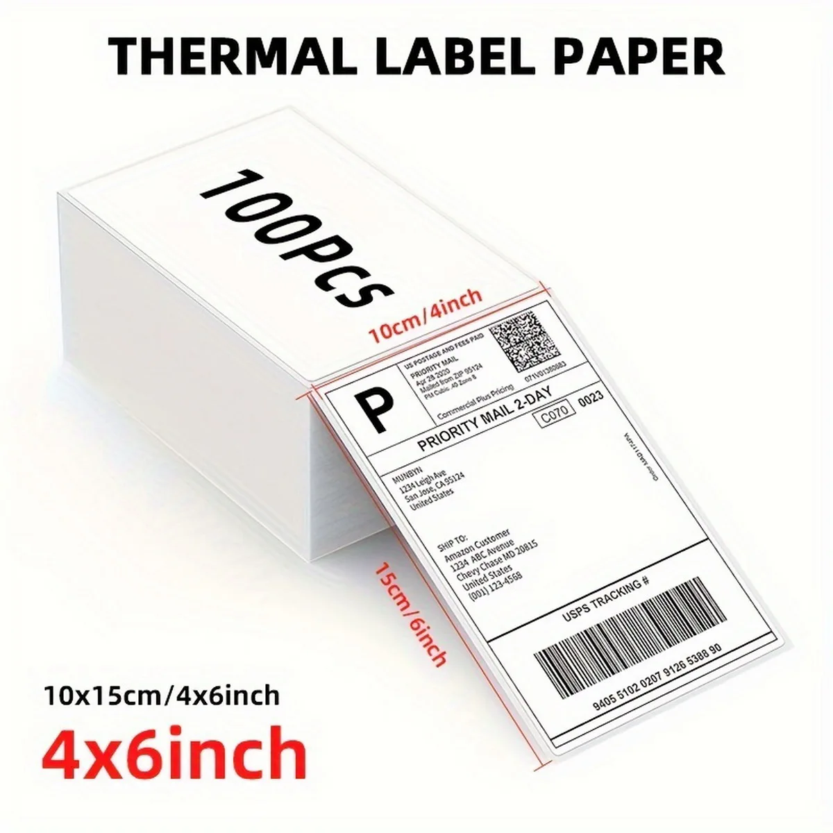 500/1000 Sheets Of 4''x6'' Thermal Label Paper, White Shipping Labels, For Thermal Label Printers, Logistics Labels 100x150mm