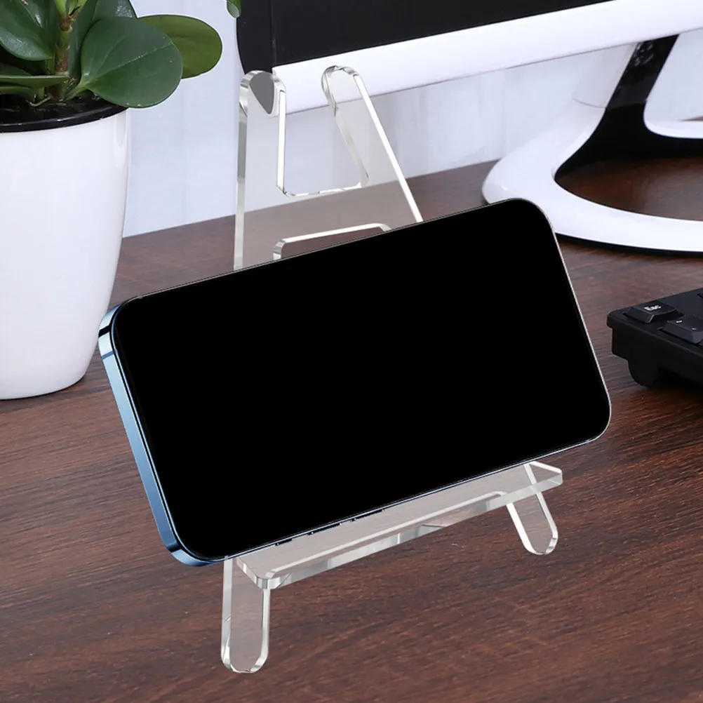 Acrylic Phone Display Stand 2pcs Clear Lightweight Desktop Mobile Holder for Office Desk Retail Showcase