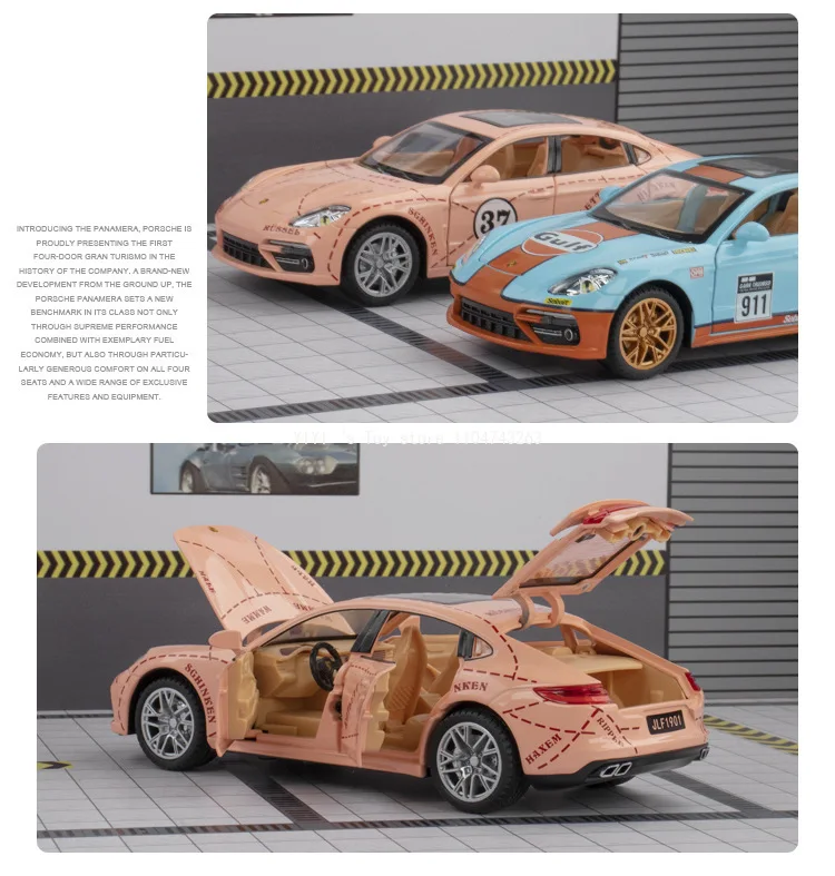 1:24 Scale Panamera Racing Edition Model Toy Sports Cars Alloy Diecast Supercars Sound Light  Pull Back for Kids Gifts 10