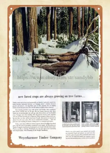 new forest crops are always growing, Weyerhaeuser Timber metal tin sign