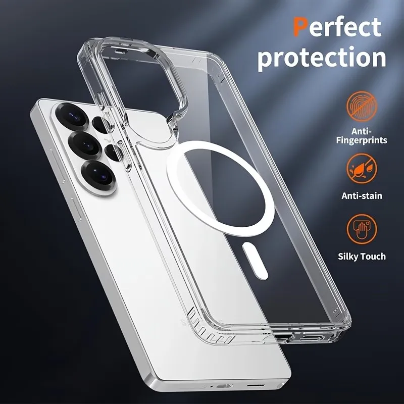 Funda para Samsung Galaxy S26 S25 S24 S23 S22 S21 Ultra, Carcasa Híbrida Magnética Transparente HD, Antiamarillamiento, Carga Inalámbrica, Resistente a Golpes