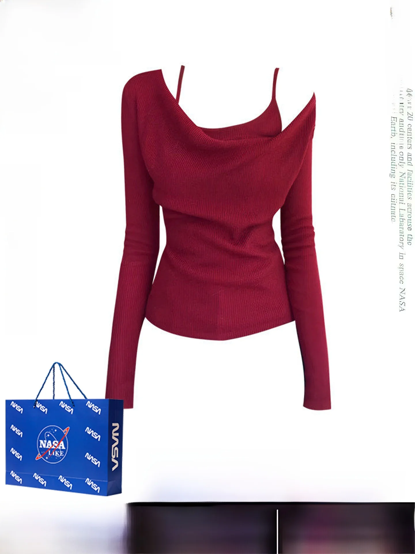 

New Year Countdown Aosphere Knitted Sweater Women's Faion Slimming Top Inner Wear Strap Two-Piece Set Fall Winter Hot Girl