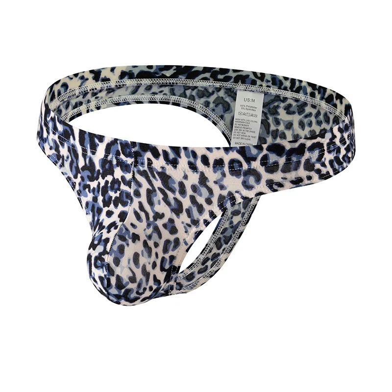 Men's Light Leopard Print Jockstrap Ultra-Soft Breathable Underpants with Large Pouch T Back Panties Youth Sexy Fashion G-string