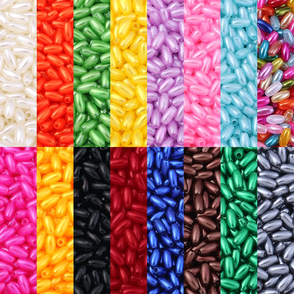 100-200 Stück Wassertropfenform ABS Imitationsperlen Bunte ovale Reis lose Perlen für DIY Schmuckherstellung Armband Halskette