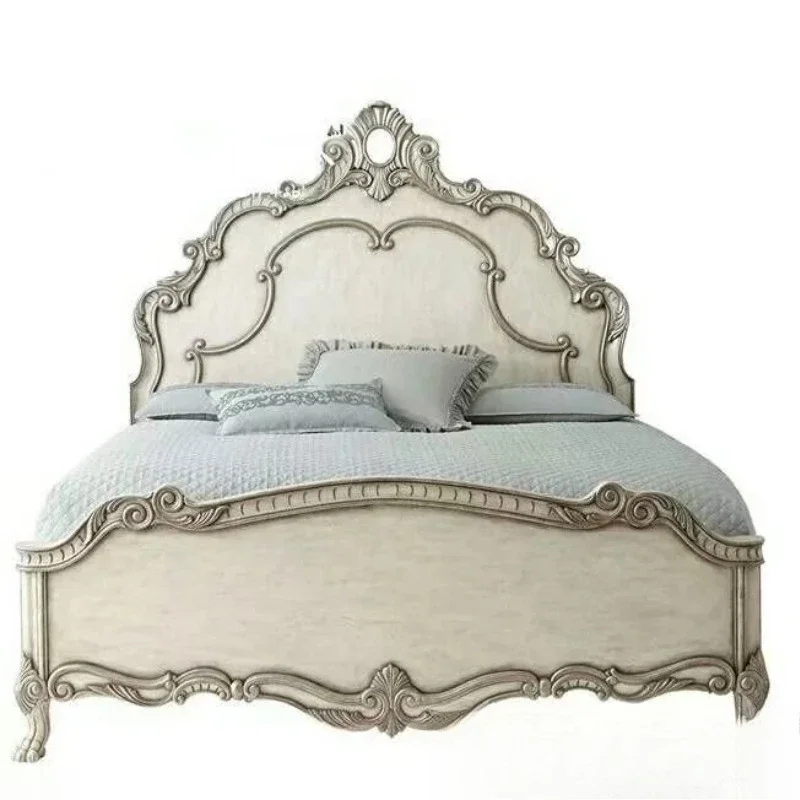 

American solid wood box hydraulic double bed furniture bedroom carved storage retro wedding princess bed