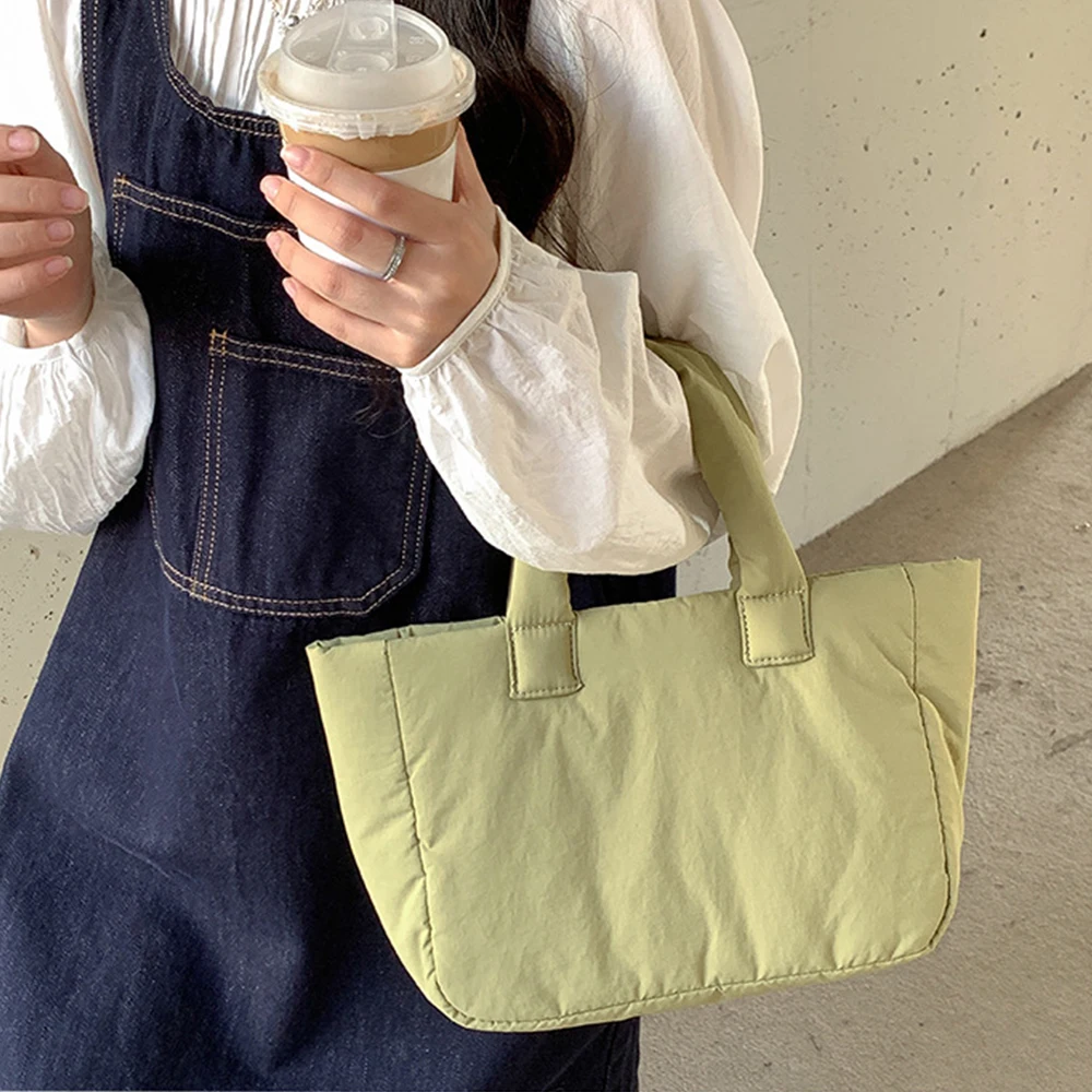 Casual Tote Bags for Women 2024 New Designer Padded Handbags Soft Quilting Shoulder Bag Small Shopper Purses Female Clutch Chic